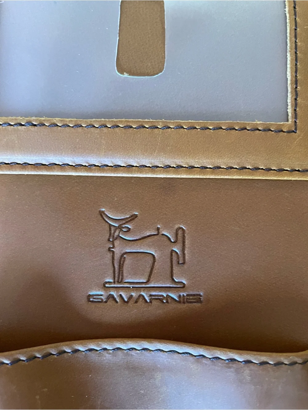 Leather Zip Portfolio Organizer in Cognac Brown